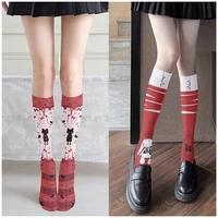 summer thin socks japanese two dimensional stockings for women cute cat print fashion casual knee iength silk calf socks