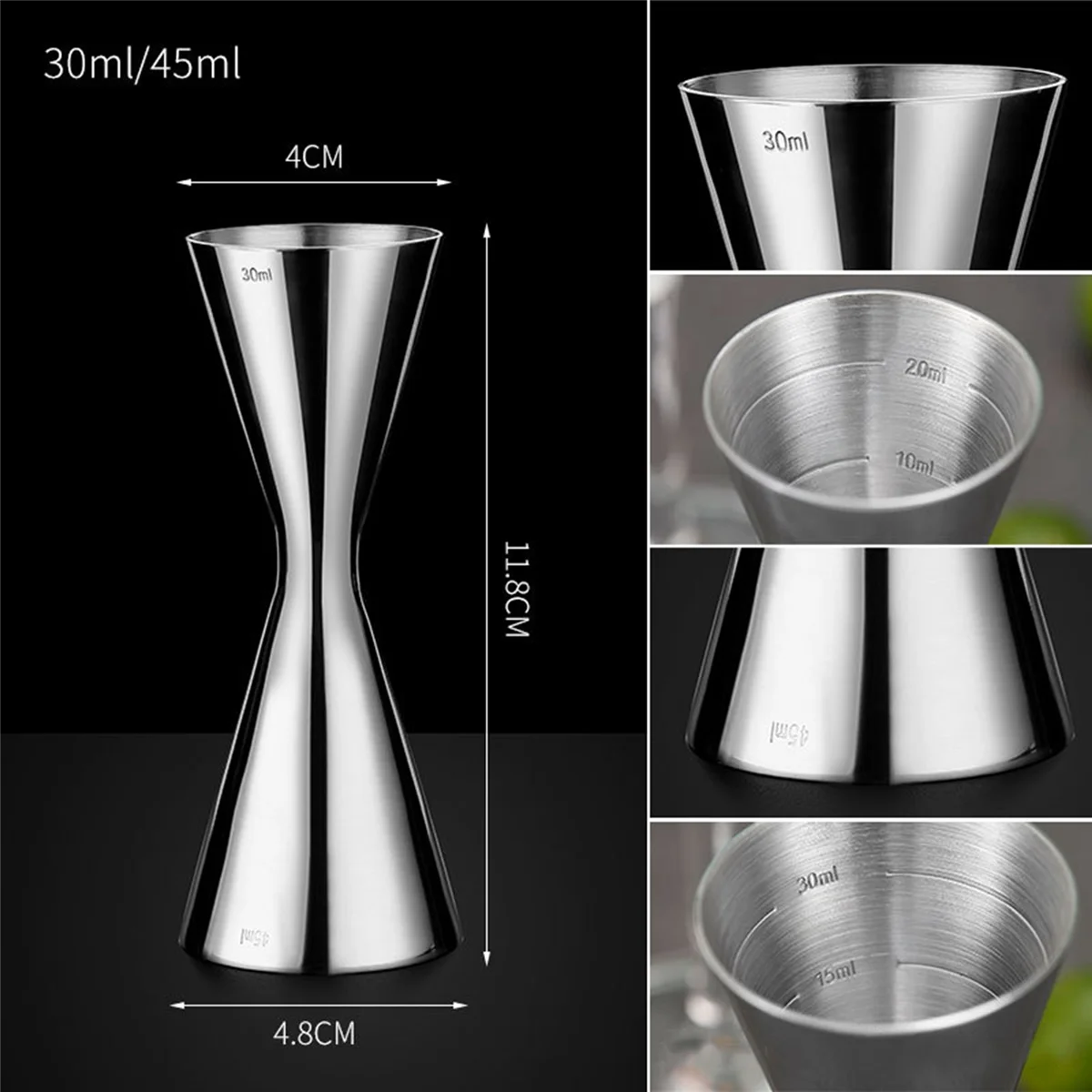 

3X мерная чашка из нержавеющей стали с двойной головкой, фотоэлемент, Jigger 45 мл