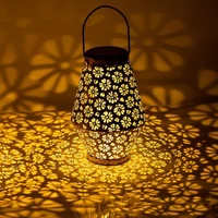 solar light outdoor flower shadow waterproof solar lamp hollow retro solar lantern light art decorative solar garden light