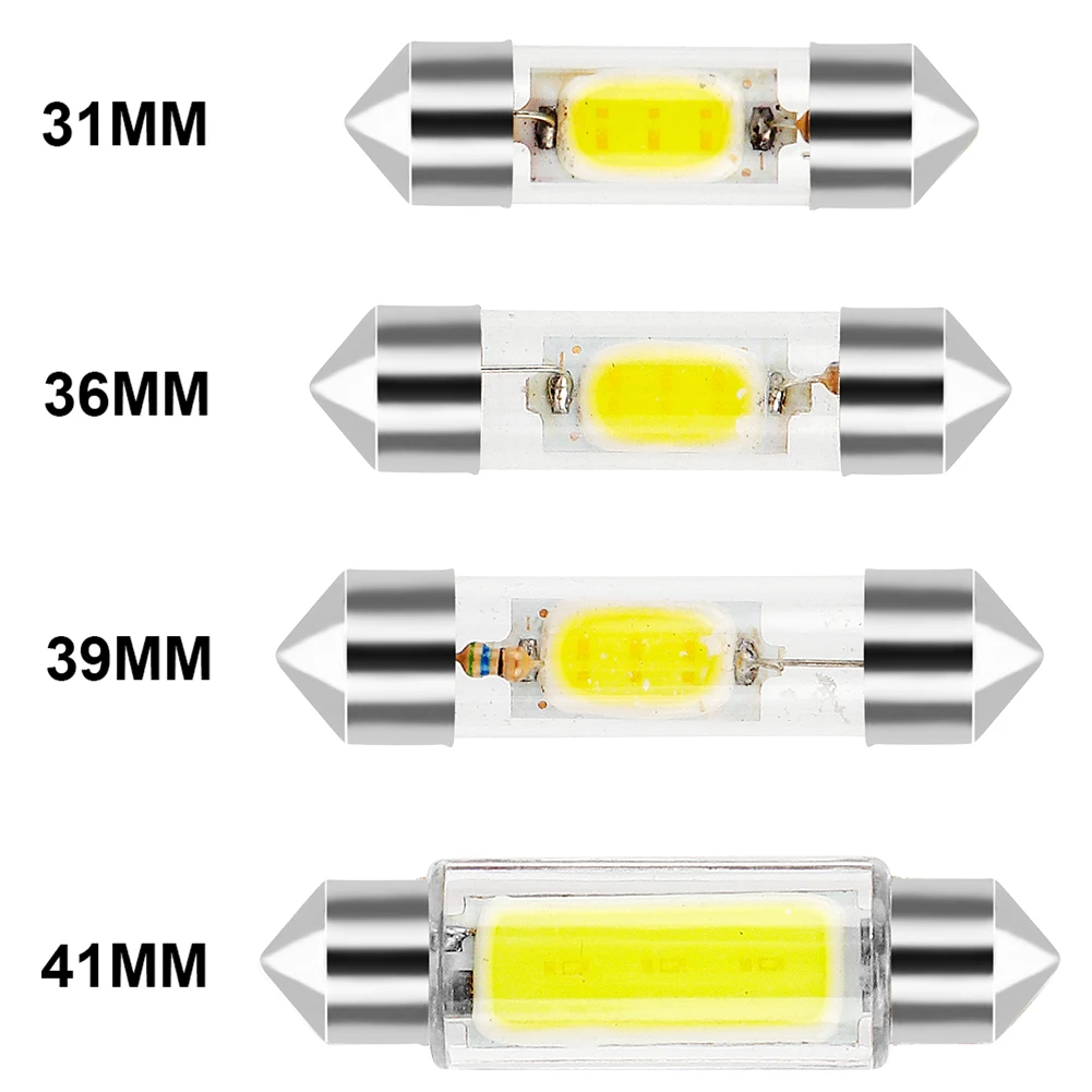 10Pcs C5W C10W LED Bulb Canbus 31mm 36mm 39mm 41mm Festoon Led Car Interior Light Dome Reading License Plate Lamp 12V Auto White