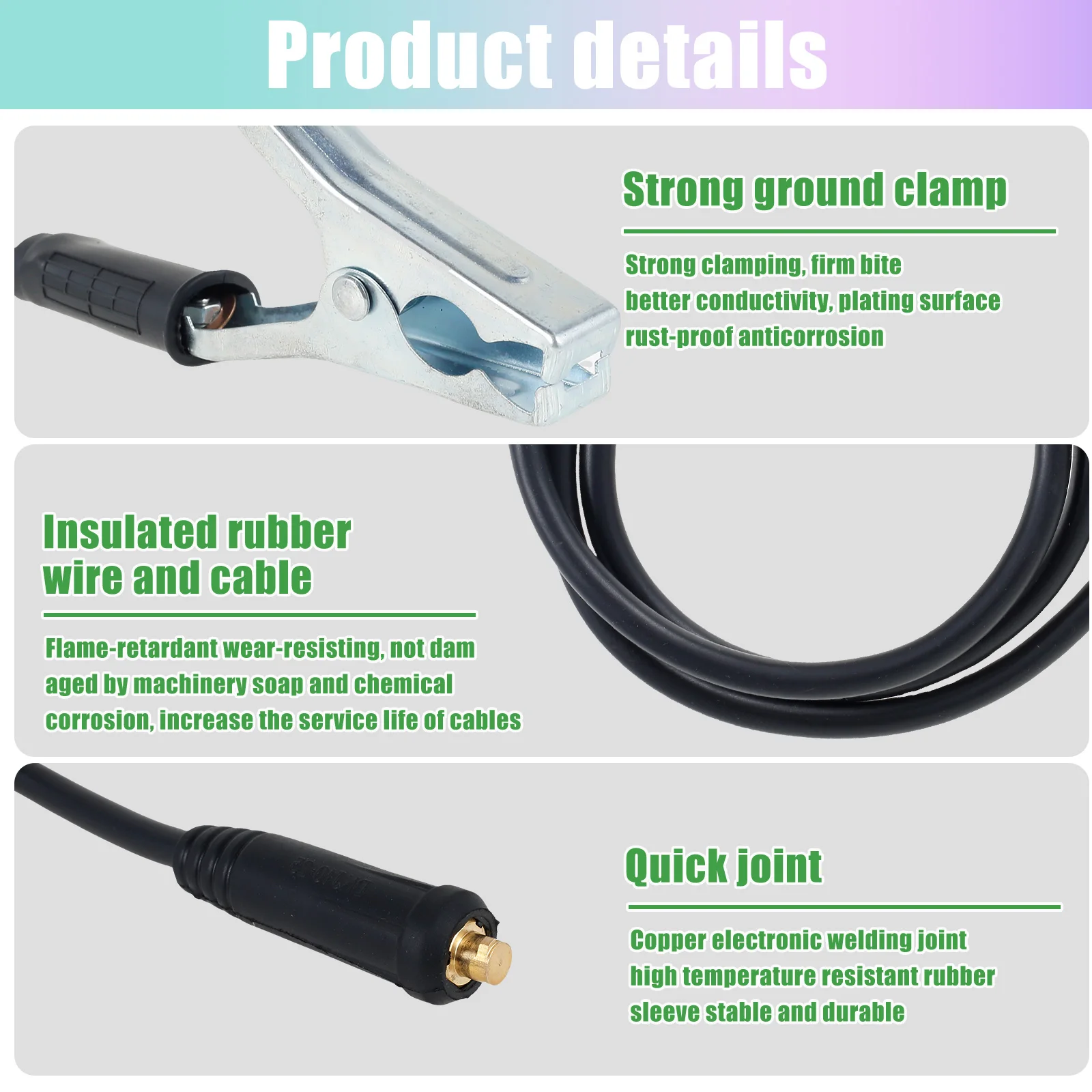 Инструмент для зажима сварочного кабеля аппарата MMA/ARC держатель электрода 130 см