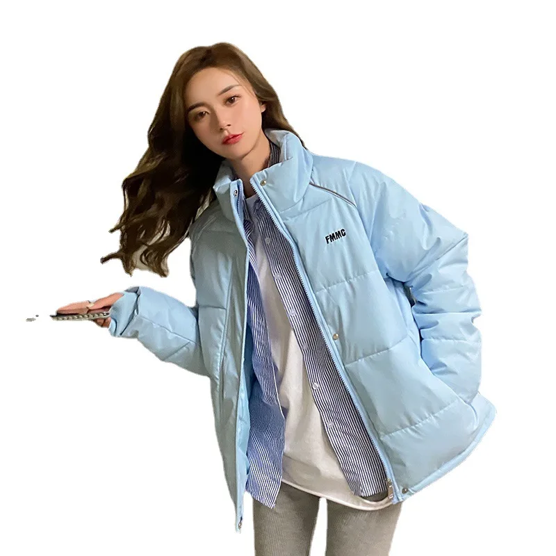 2021 Winter New Style Short Stand-up Collar Cotton-padded Jacket Ladies Fashion Loose Students Warm Down Cotton-padded Jacket
