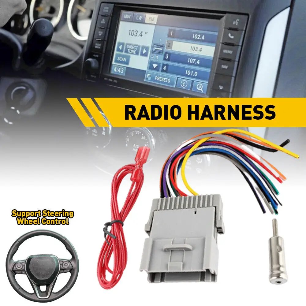 

Stereo Radio Install Wire Harness + Antenna Adapter for Gmc Pontiac Buick Chevy Modified Tailline Navigation Power Cable Auto
