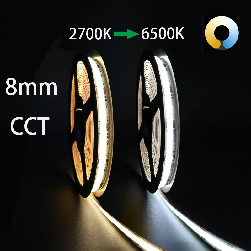 Светодиодная лента с монолитным блоком светодиодов 8 мм двойной цвет 576 теплый +