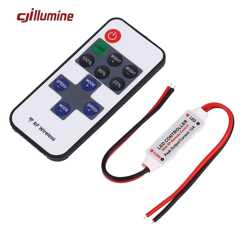 

Mini DC 12V Led Controller Dimmer 6A Wireless RF Remote to Control Single Color Strip Lighting 3528 5050 5630 2835 led strip