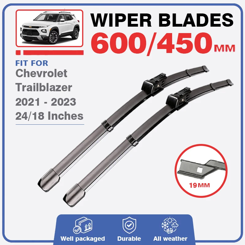 

Front Wiper Blades Set For Chevrolet Trailblazer 2021 2022 2023 Windshield Windscreen Brushes Car Accessories Rubber Refills Cap