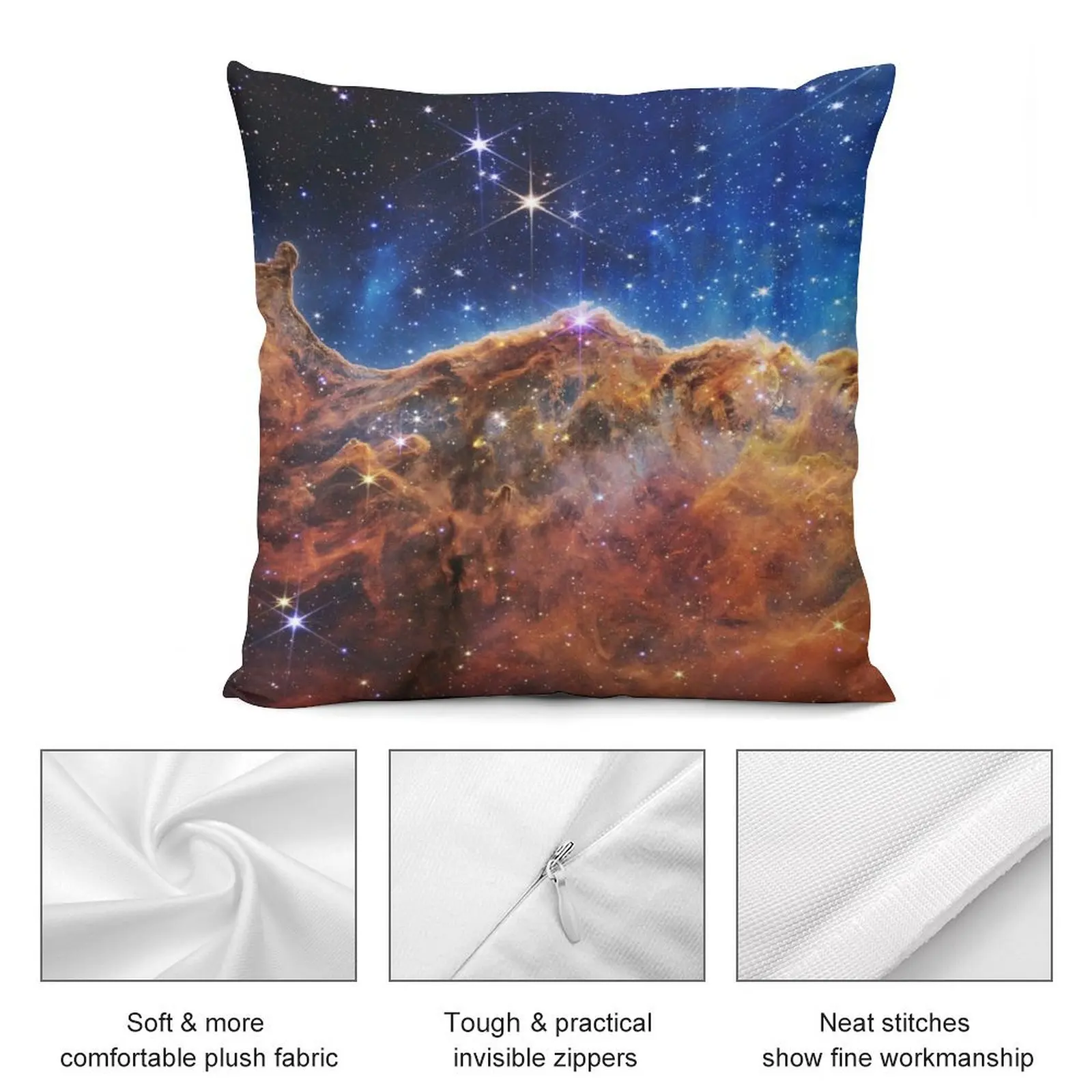 Cosmic Cliffs Carina Nebula NGC 3324 (James Webb/JWST) — космический плакат Декоративная подушка Плед