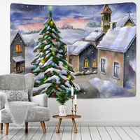 christmas snowman tapestry wall hanging fireplace gift holiday background cloth psychedelic witchcraft home decor