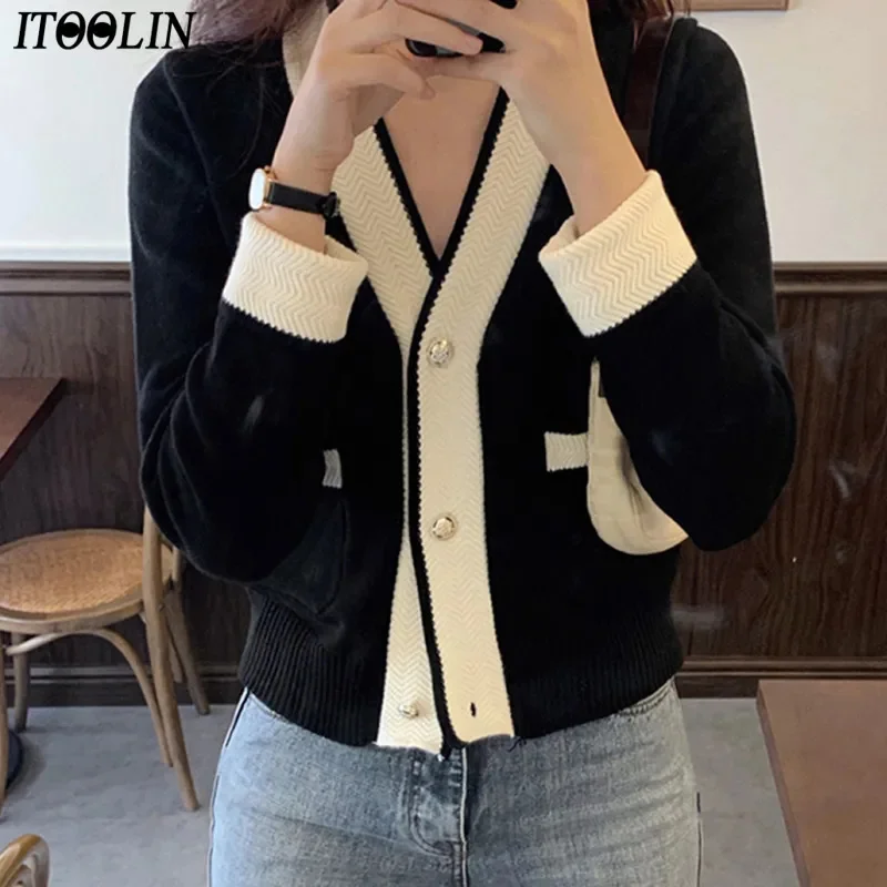 

Женский винтажный кардиган на пуговицах, повседневный трикотажный кардиган с жемчужными пуговицами, пальто для осени и зимы