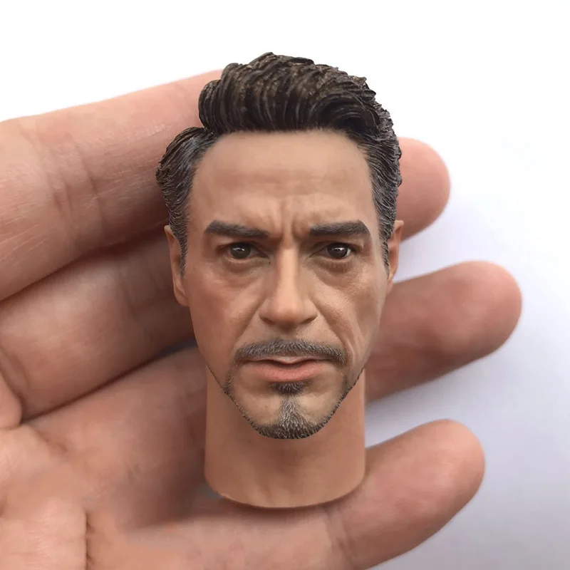 

1/6 Tony Robert Downey Jr. Head Sculpt Carving with Neck Fit 12'' Male Soldier Action Figure Body Model for Hobby Collection