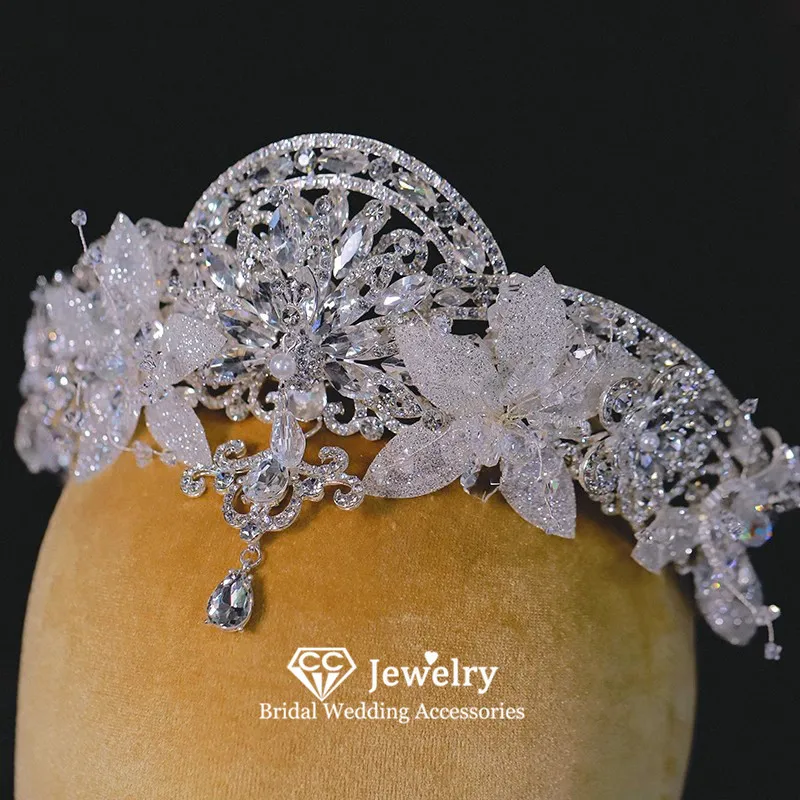 CC короны в стиле барокко Женские аксессуары, свадебные повязки на голову, обручальные украшения для волос, свадебное платье, роскошный хрустальный кулон, подарок AN438