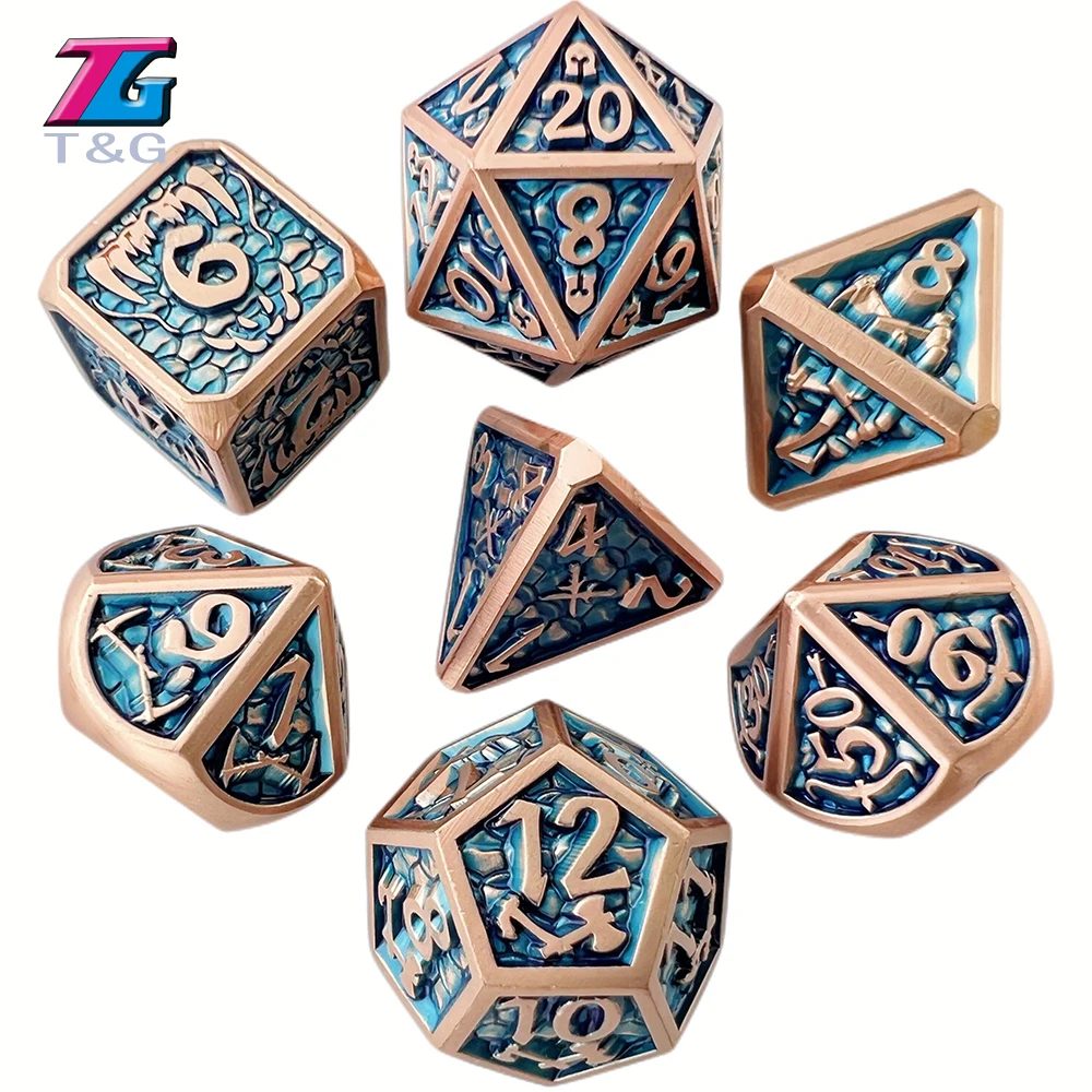 

Sword Dice Set of 7 Deluxe Metal Polyhedral Game Dice Set, RPG Game Dice 7pcs Set of d4 d6 d8 d10 d12 d20 d%