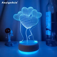 romantic 3d night lamp heart hologram acrylic laser engrave nightlight for adult bedroom decoration atmosphere led night light