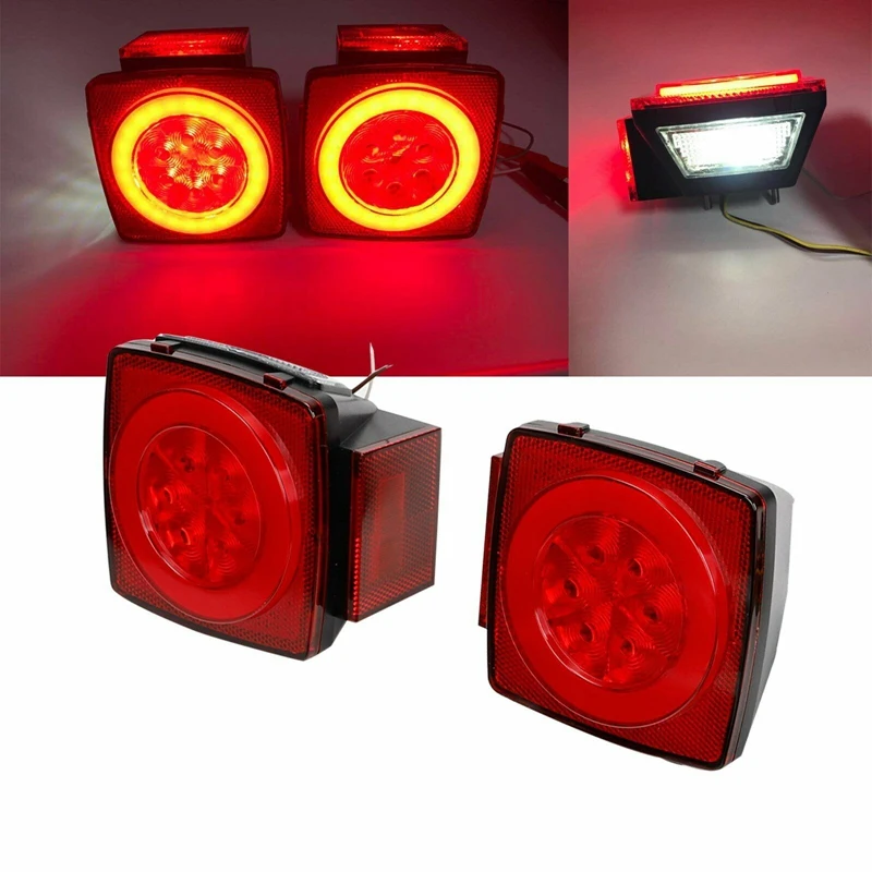 

1 Pair Red LED Submersible Stop Brake Trailer Tail License Lights for Camper Truck RV Boat Snowmobile Under 80 Inch