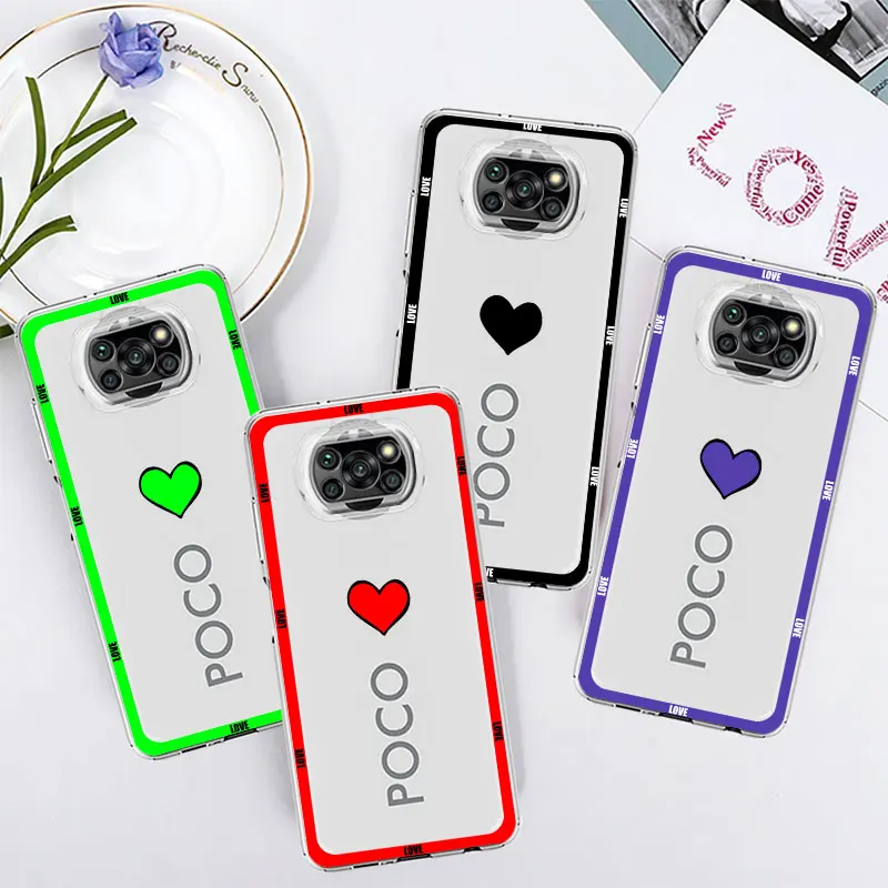 Мягкий силиконовый чехол для Xiaomi Poco X3 Pro M5s f3 M5 x3 nfc PocophoneF1 12T 13 Pro 11 9T, чехол, оболочка, цвет черный, белый, сердце, любовь