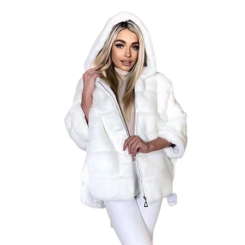 Real Rex Rabbit Fur Hooded Coat For Women  Winter Plus Size Genuine Natural Rabbit Fur Poncho Jackets Batwing Sleeve Top Hoodie