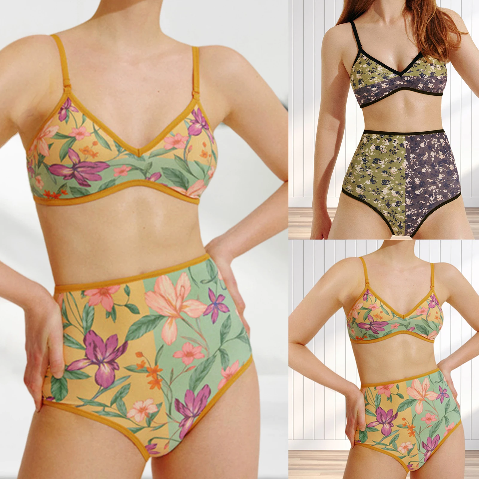 

Sexy Bikinis Set Two Piece Tankini Swimsuit Women High Waist Swimming Suit Summer Floral Print Swimwear Push Up Bikini New 2023