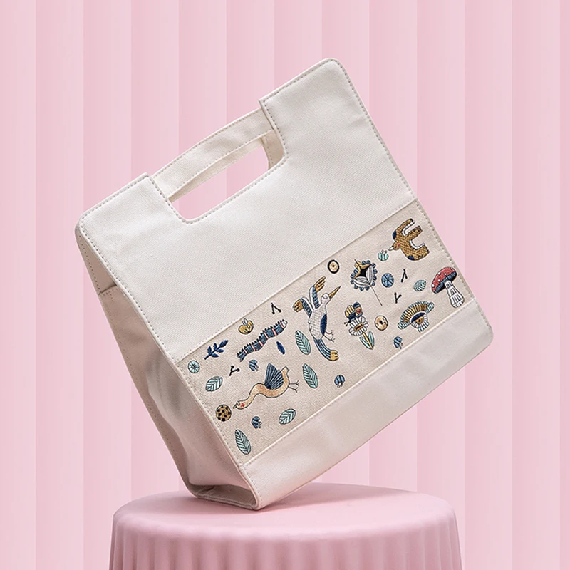 Leopard Creative Animal Embroidery Canvas Messenger Bag Simple Leisure Commuter Handheld Schoolbag Tote Bag’ Women's Luxury Bags