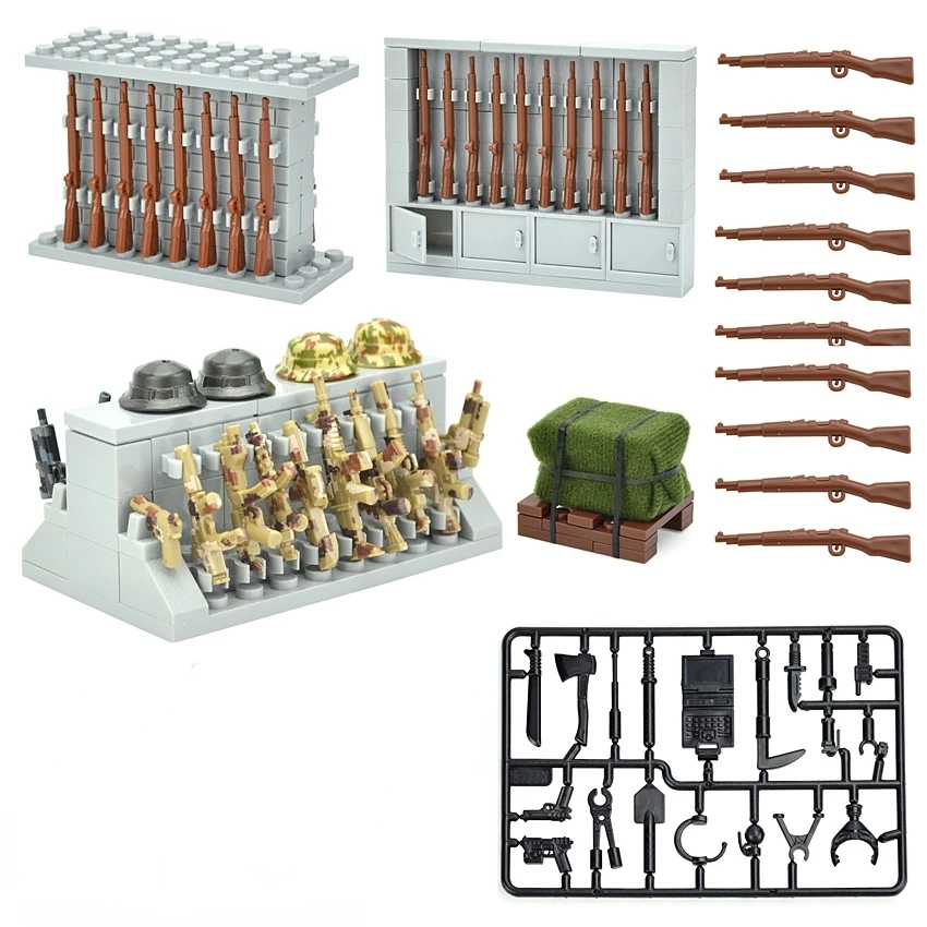 Армейский пистолет WW2 MOC SWAT кирпичи военное оружие аксессуары контейнер