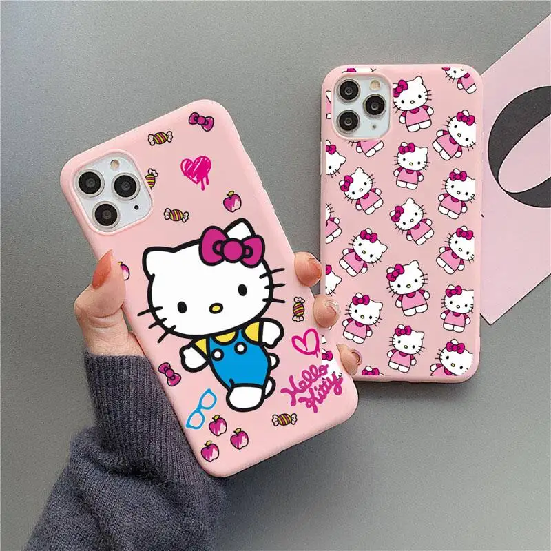 

Cute Sanrio Hello Kitty Phone Case For iphone 14 Plus 13 12 Mini 11 Pro Max XS X XS XR Candy Pink Cover