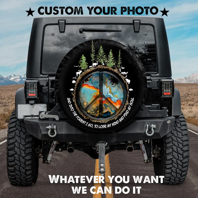 

Подарок для мамы Hippie Forest, автомобильные аксессуары для женщин, автомобильные аксессуары, запасная крышка для шины, запасная крышка для автомобиля,