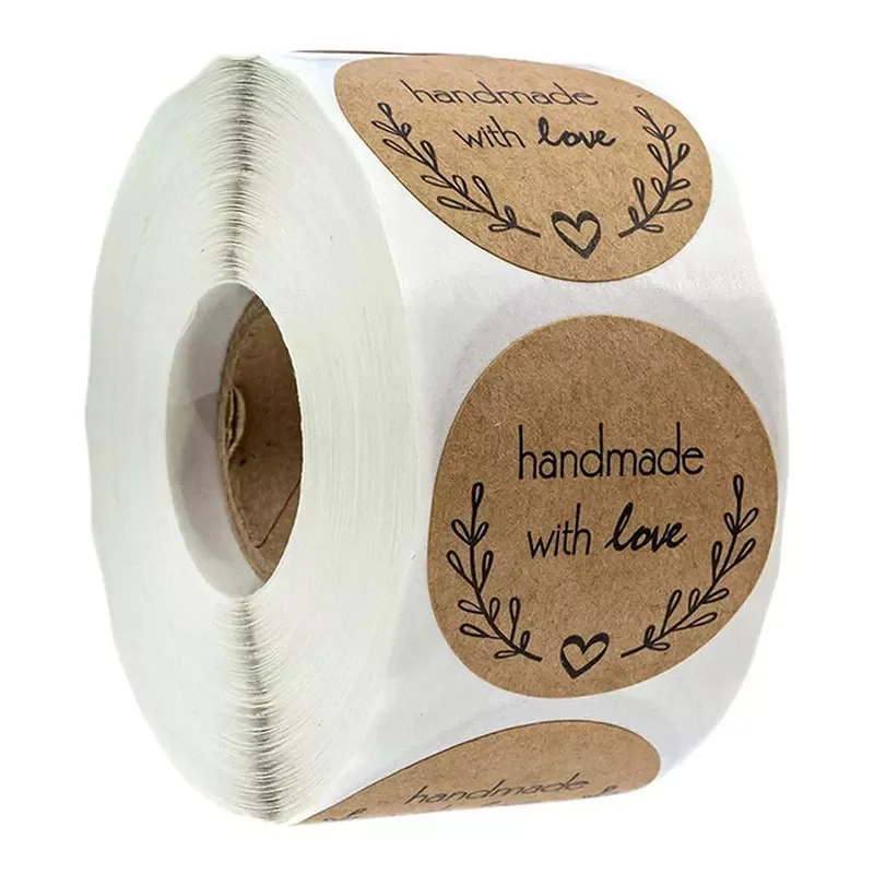 

100-500pcs Vintage Kraft Paper Stickers Scrapbook Gift Stationery Label Stickers Handmade With Love Thank You For The Stickers