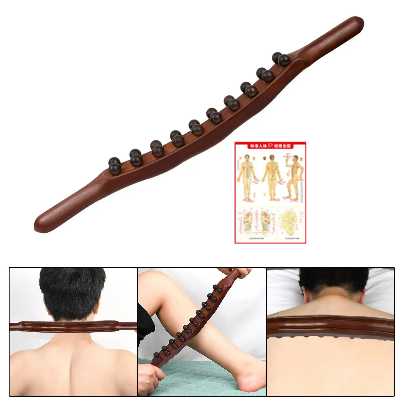 

Manual Handheld Wooden Massager Stick Body Sculpting Tools Abdomen Thigh SPA