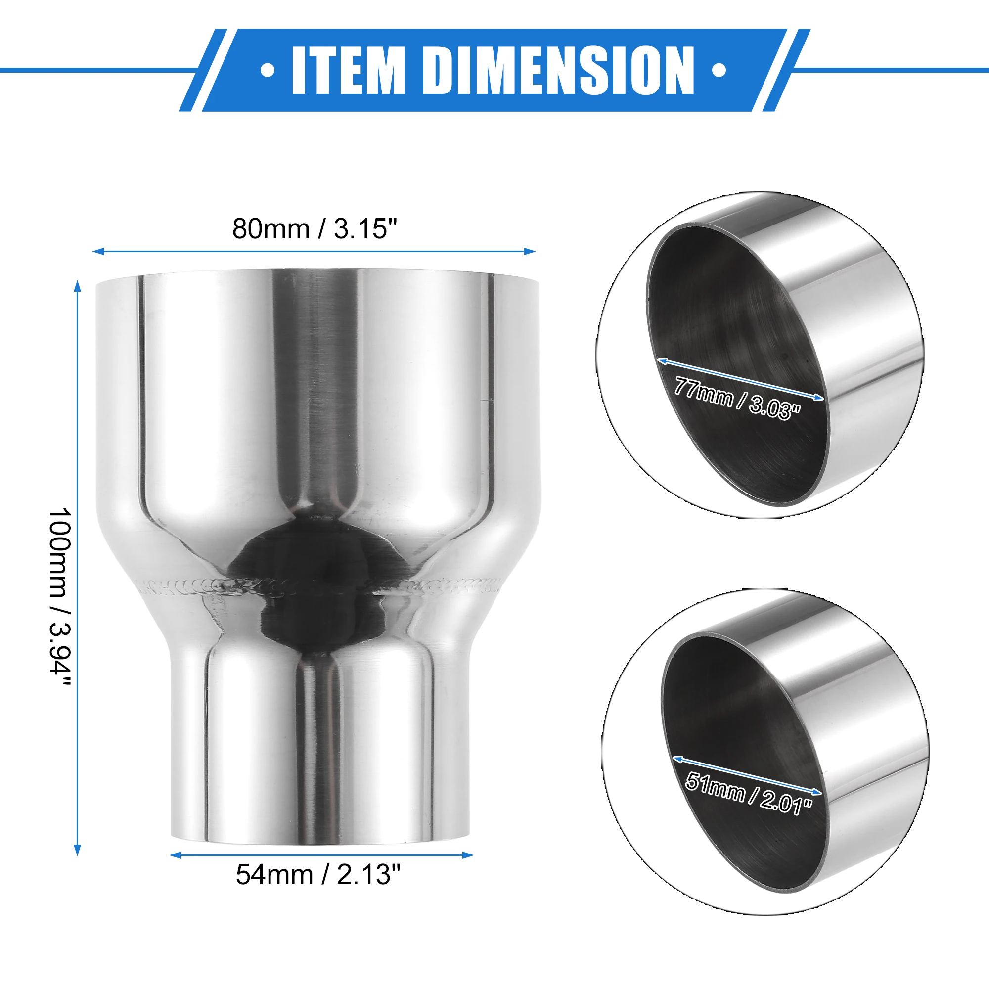 

Универсальный адаптер UXCELL для выхлопной трубы 51 мм, 58 мм, 60 мм, 66 мм, 78 мм, 80 мм, Соединительная труба редуктора 2-3 "ID-2-4" OD для автомобиля, грузовика
