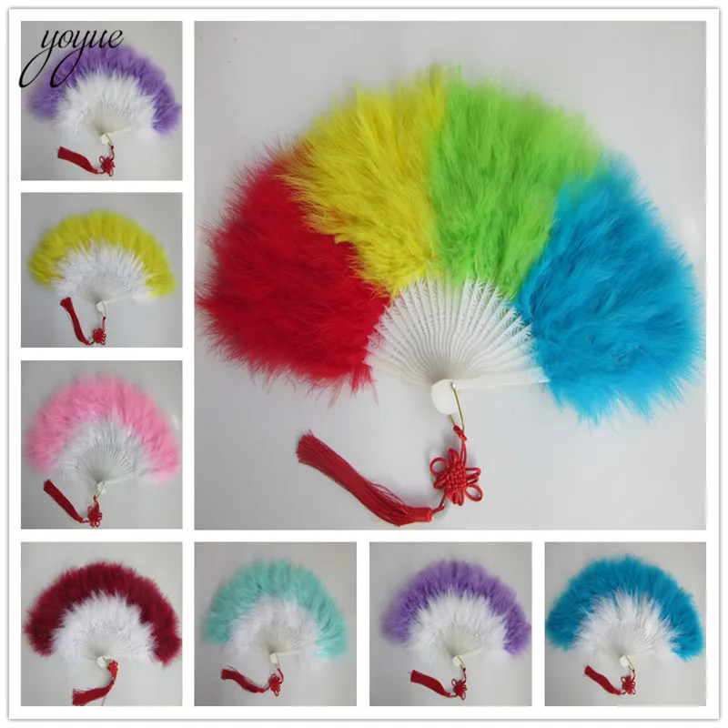 

1Pcs/lot Elegant Marabou Feather Hand Fan Costume Fun Act Burlesque Decor Dancing Carnival Show Turkey feather fan and Costume
