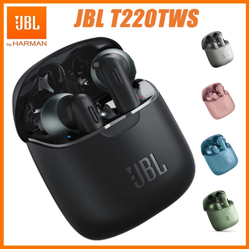 JBL T220TWS Headphones Bluetooth Headset Bass Stereo Earphone Handfree Earphones Sports Gaming Music Earbus With Charging Case