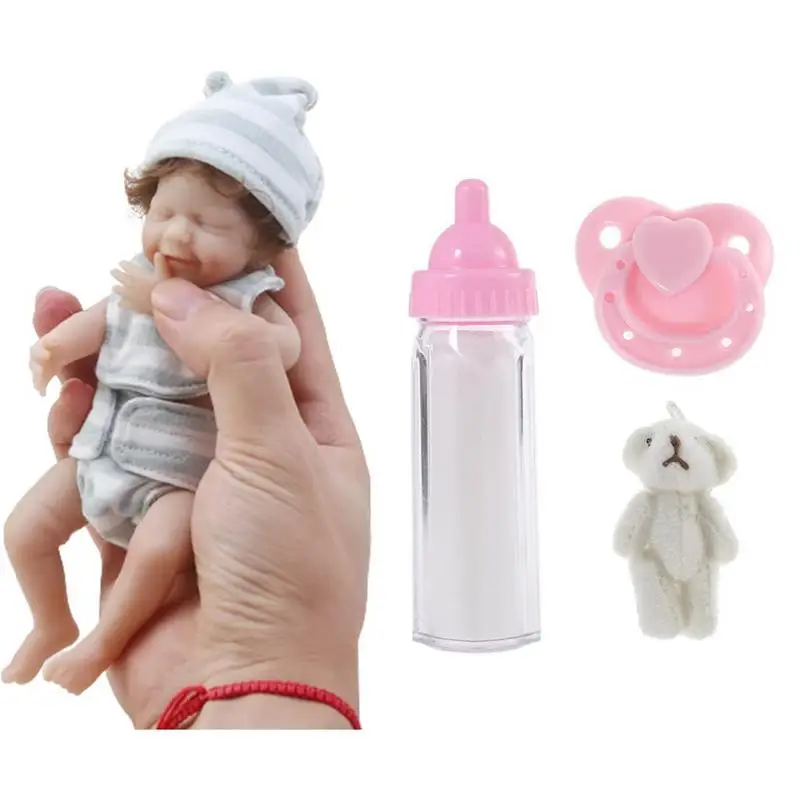 

Кукла для новорожденных, 6 дюймов, строительная игрушка, виниловая кукла для новорожденных, маленькая кукла для малышей с одеждой и аксессуарами для кормления