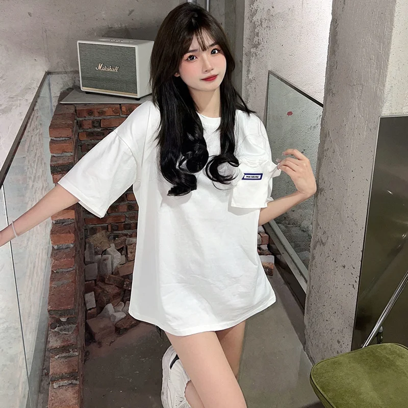 

Harajuku T Shirt Short Sleeve Shirts Women Oversize Solid Streetwear Tops Plus Size Loose Casual Summer Fashion Women Tee Shirt