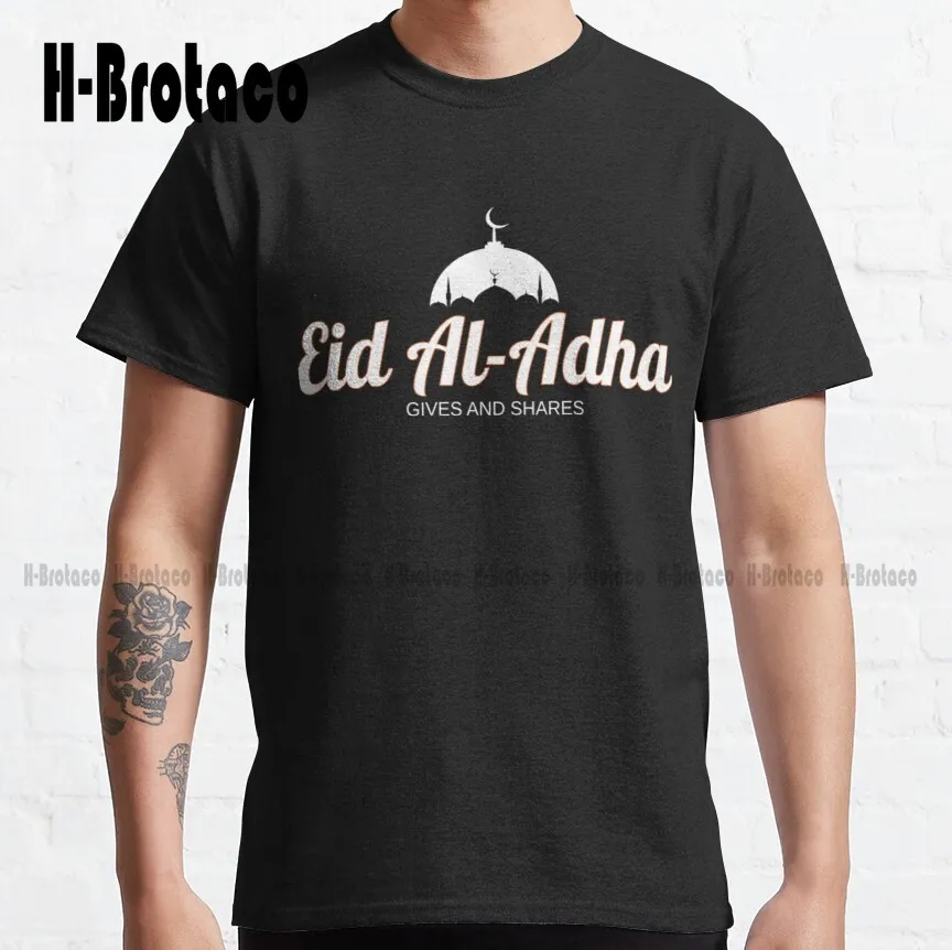 

Eid Al Adha - Gives And Shares In Eid Adha Classic T-Shirt Funny Art Streetwear Cartoon Tee Xs-5Xl Unisex Digital Printing Retro