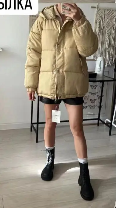 Продукты утолщенное и сохраняющее тепло зимнее хлопковое пальто пуховик с