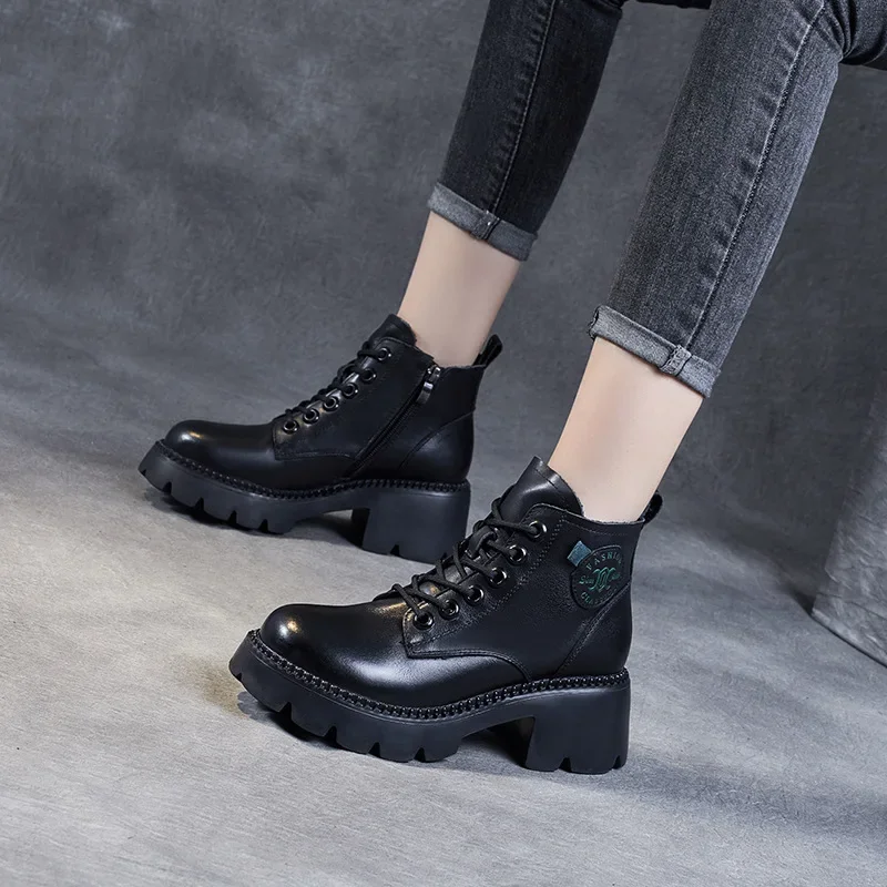 

Ботинки женские на толстой подошве, в британском стиле