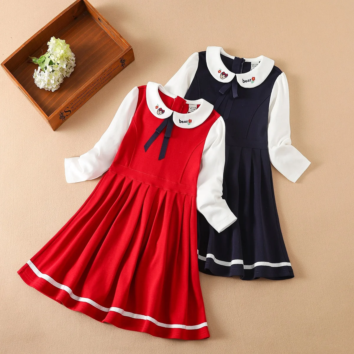 

Платье для девочек, весенне-осенняя хлопковая одежда с длинным рукавом для детей, платье принцессы, детские костюмы, одежда в стиле преппи