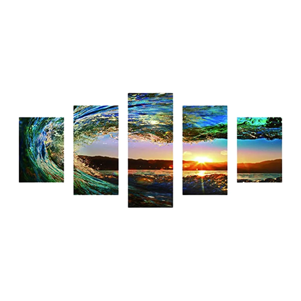 

4 Panel Sea Wave Sunset Seascape Unframed Oil Painting for Modern Home Decor Wall Art
