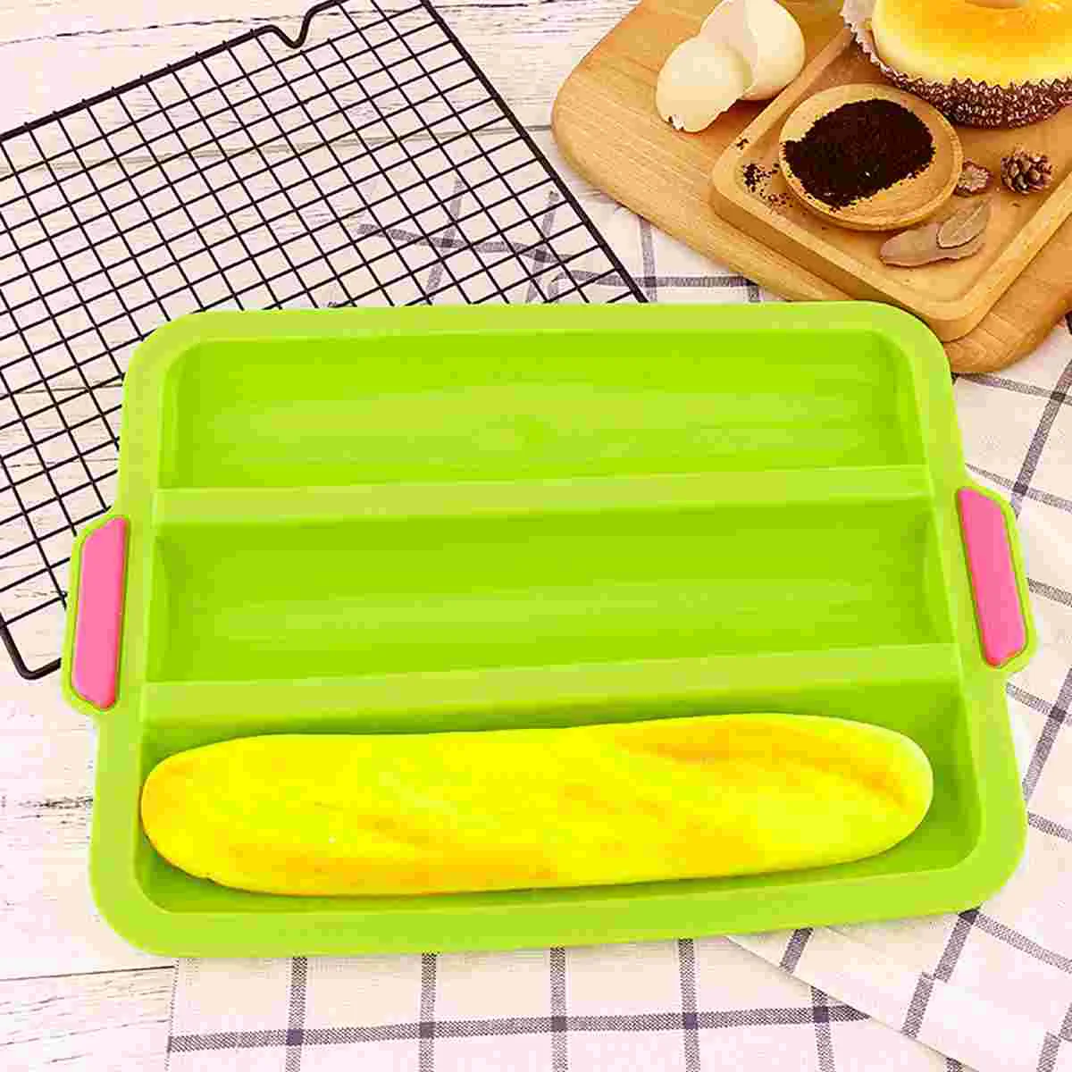 

Silicone Bread Pan Baking Tray Mould French Loaf Cake Cups Stick Nonstick Pans Form Molds Slot Wave Trays Bakery Meatloaf Non