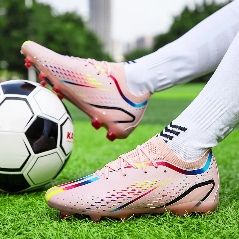 

Fashion Pink Quality Football Shoes Men Women Professional Society Cleats Free Shipping Unisex Sneakers Futsal Zapatos Futbol