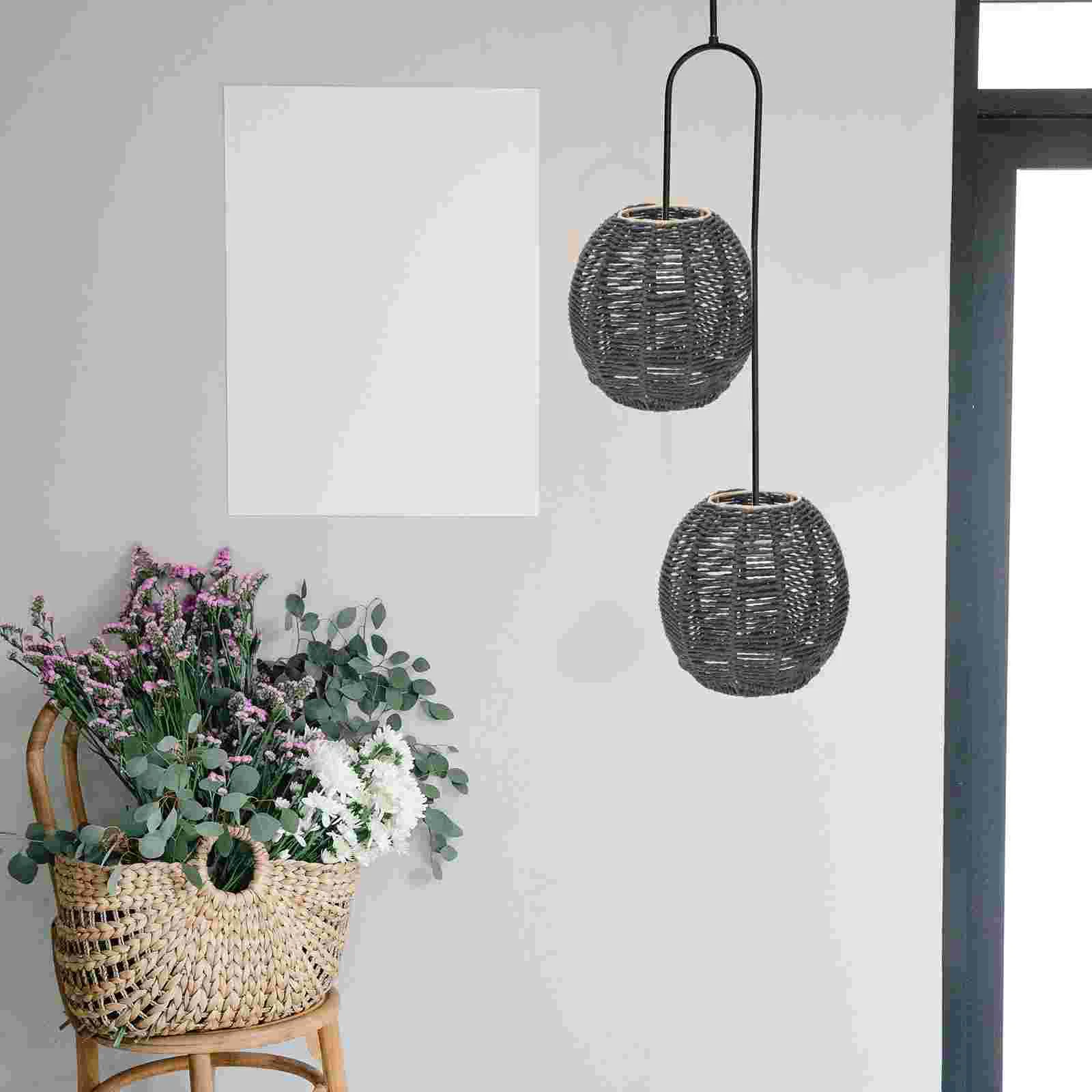 

Ceiling Rattan Hanging Lamp Shade Woven Lampshade Country Decor Style Light Cover