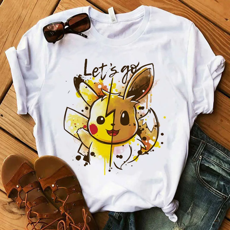 

Pokémon Animation Peripheral Short Sleeve T-shirt Printed T-shirt Cute Pattern Loose Couple Top Kawaii Clothes Aesthetic Clothes