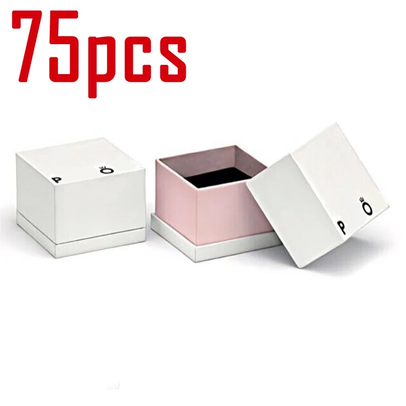 75pcs Packaging New Paper Ring Boxes For Earrings Charms Europe Jewelry Case for Valentine's Day Gift Wholesale Lots Bulk