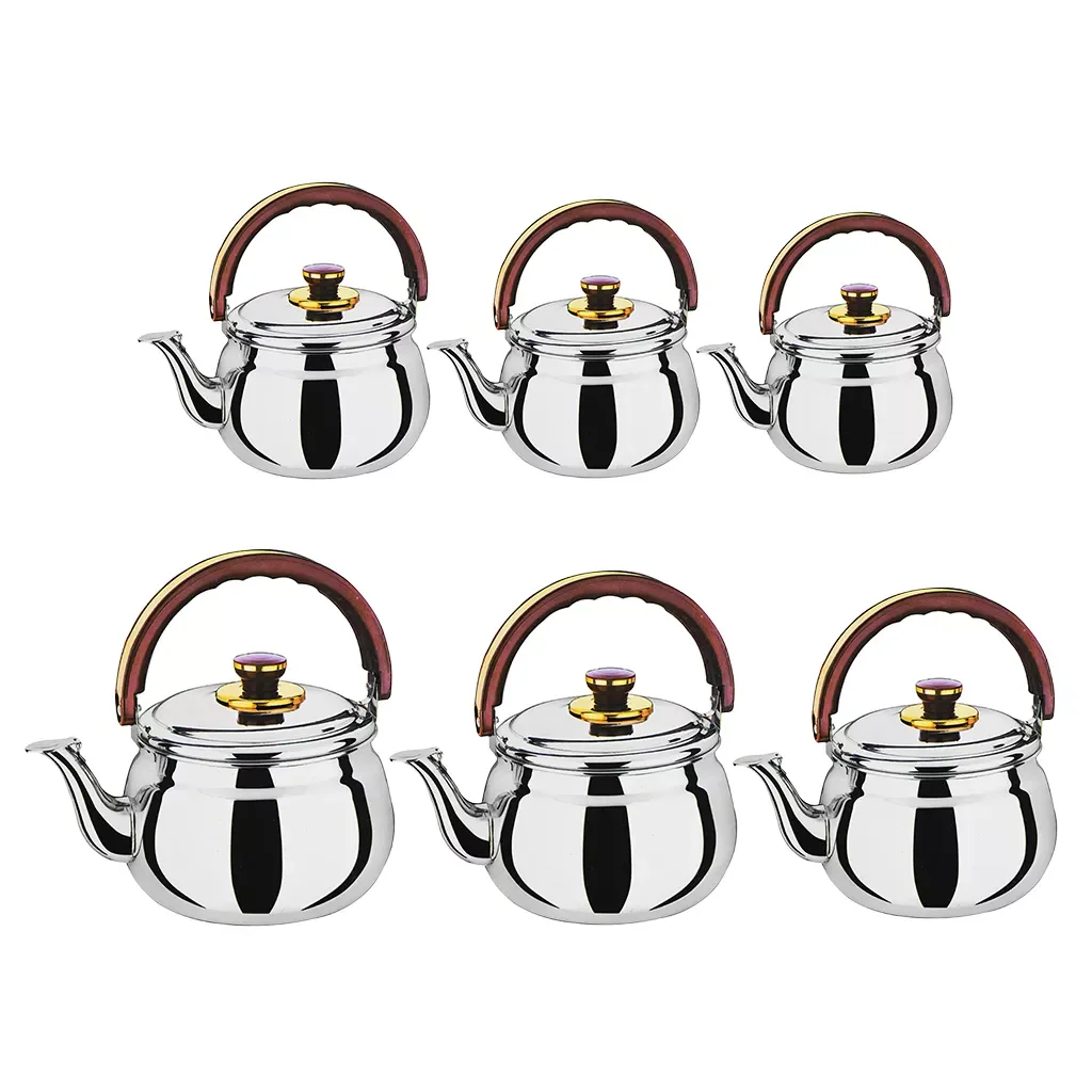 

NEW2022 Outdoor Camping Stainless Steel Whistling Kettle Kitchen Tea Pot Milk Water Kettles Silver 0.6L-4.7L