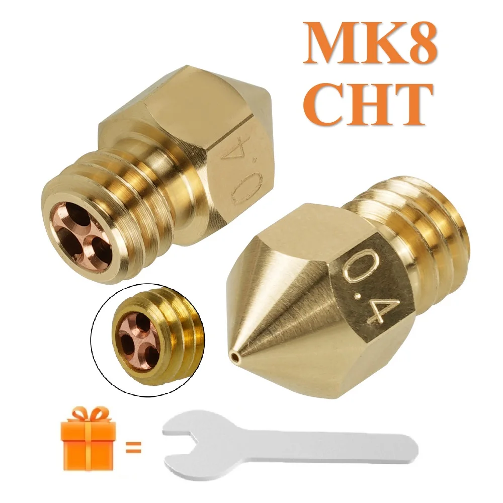 3pc Clone CHT Nozzles MK8 0.2 0.3 0.4 0.5 0.6 0.8 1.0 1.2mm Brass 3D Printer Nozzle Print Head High Flow For 1.75mm Filament