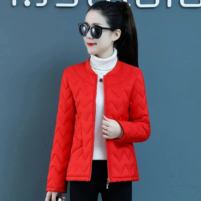 Padded Jacket Womens 2022 Autumn Winter New Fashion All-match Casual Small Down Cotton Coat Women Light Thin Large Size Parkas