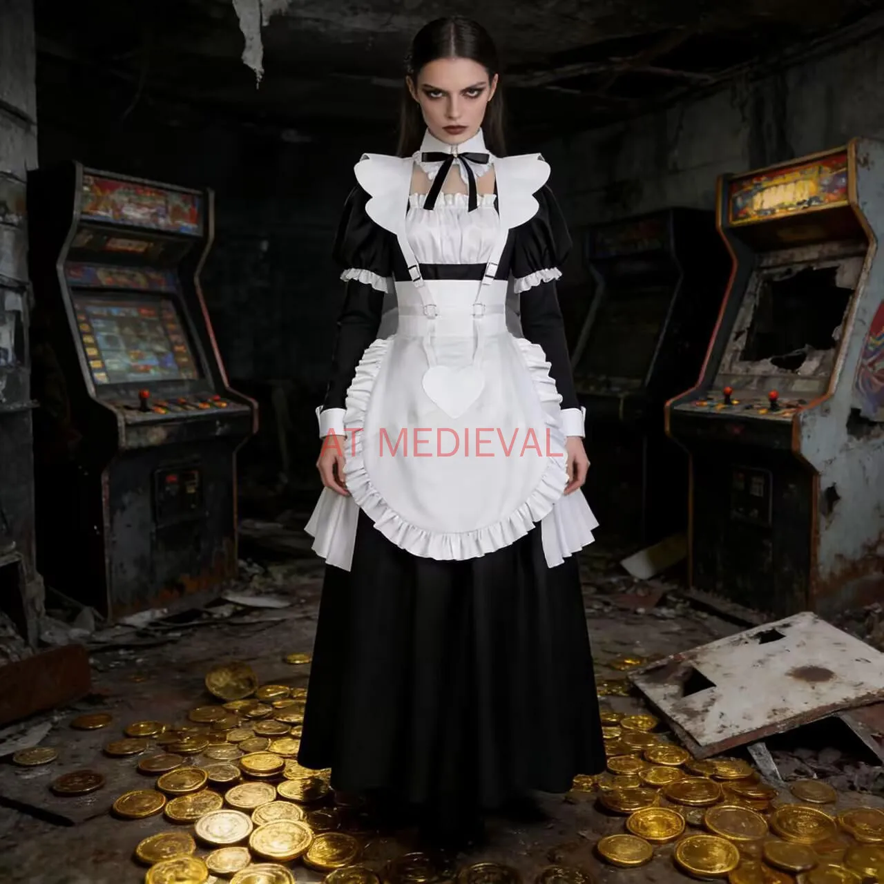 Фото Костюм для косплея по аниме «Игра в смерть»: платье горничной Шибоюги, взрослый размер, Юки Соримачи, Аои Хайно №2
