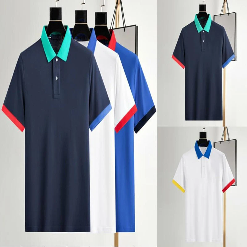 

Malaysian Standard New Summer Men's Fashion Color Lapel Lace Short Sleeve Poio Shirt, Business Casual Top