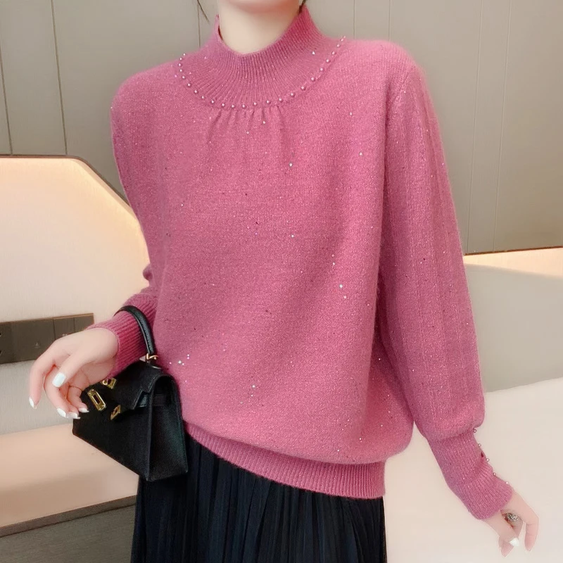 Тяжелая промышленность бусины рукав-фонарик защемление плиссированная вязаная