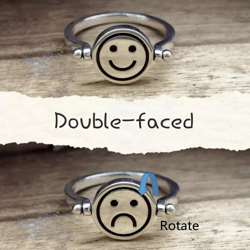 

Модное вращающееся кольцо со смайликом, лицом и плачом, оригинальное кольцо, антистрессовое кольцо для пар, трендовые ювелирные изделия