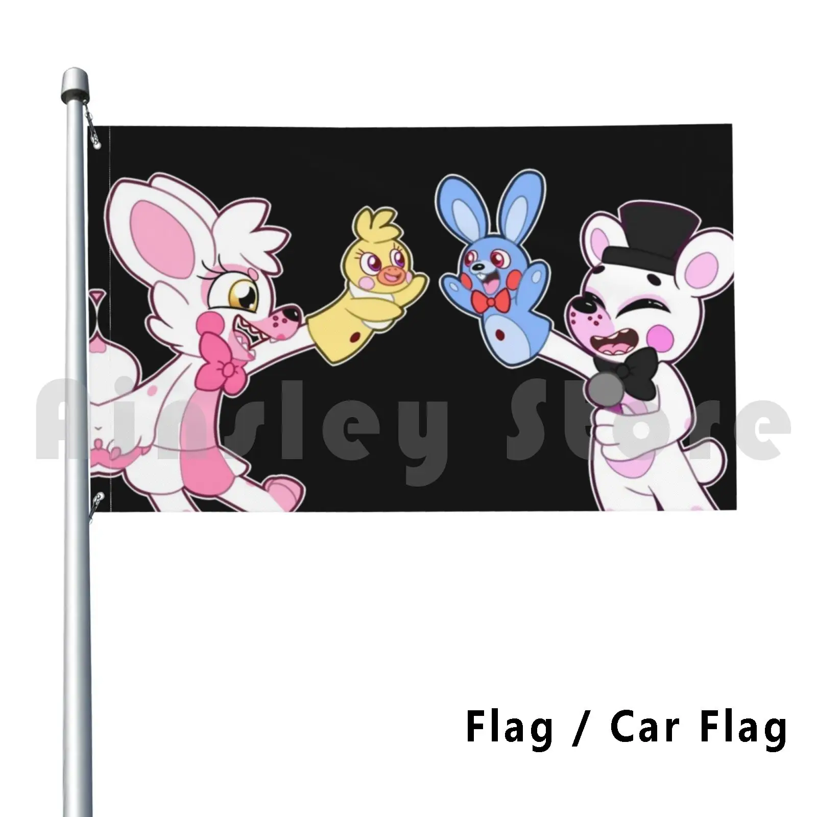 Funtime Foxy And Flag Car Flag Printing Custom Fnaf Sister Loaction Five Nights At Bonnie Chica